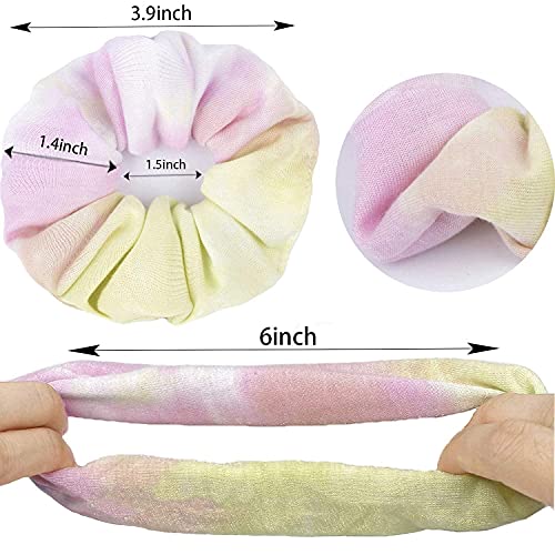 Yi-gog Tie Dye Scrunchies Elastics Hair Ties Cute Soft Scrunchy Hair Bands Hair Styling Accessories Party Favors for Women Girls - Image 3