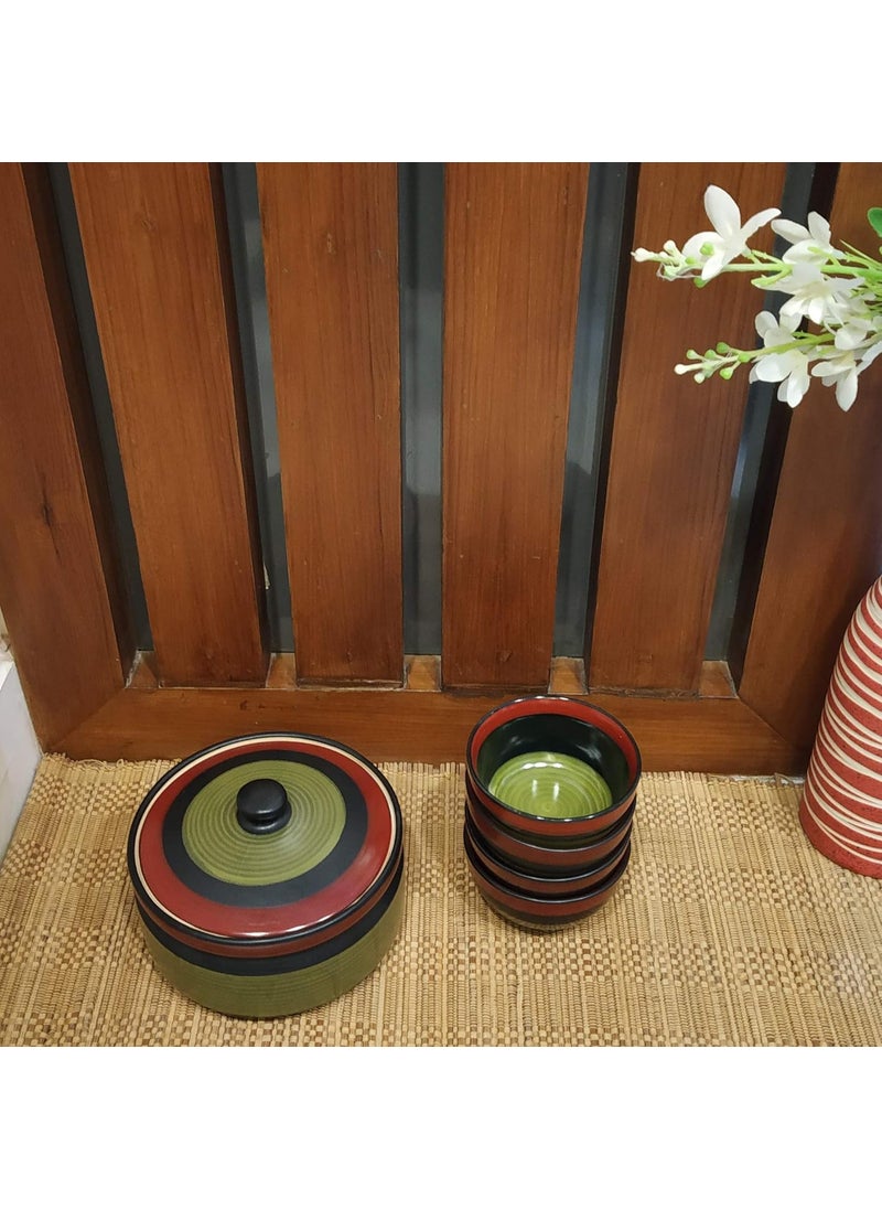 Caffeine Caffeine Ceramic Handmade Green Chandrakari Combo Dinner Set (9 pcs.)  - Image 3