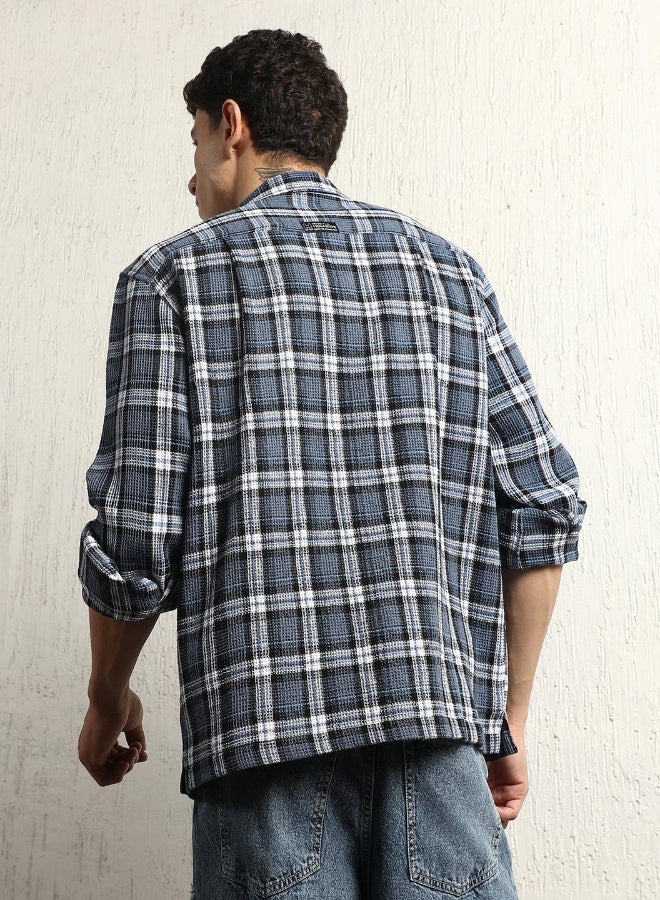 Hubberholme Men's Multicolour Cotton Blend Checkered Button Down Oversized Shirt - Image 5