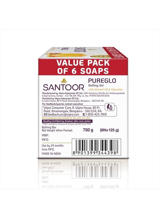Santoor صابون جليسرين بيور جلو 125 جرام (عبوة من 6) - Image 4
