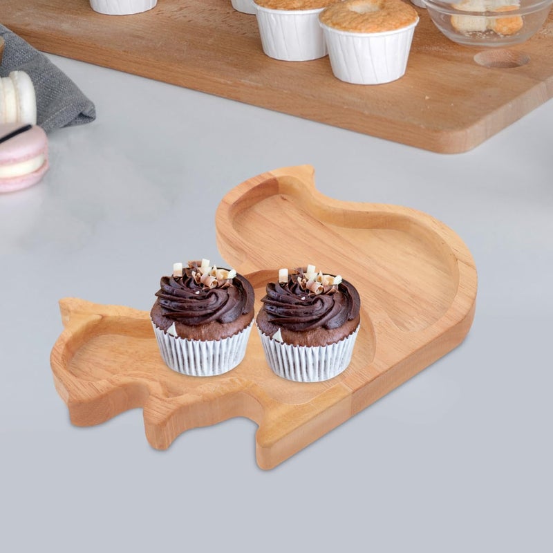 Alipis Squirrel Shape Wood Nut Tray  Khaki 787x570x059 Inch Snack Serving Plate for Kitchen Party Restaurant MultiUse Storage Dish for Nuts Fruits Desserts - Image 3