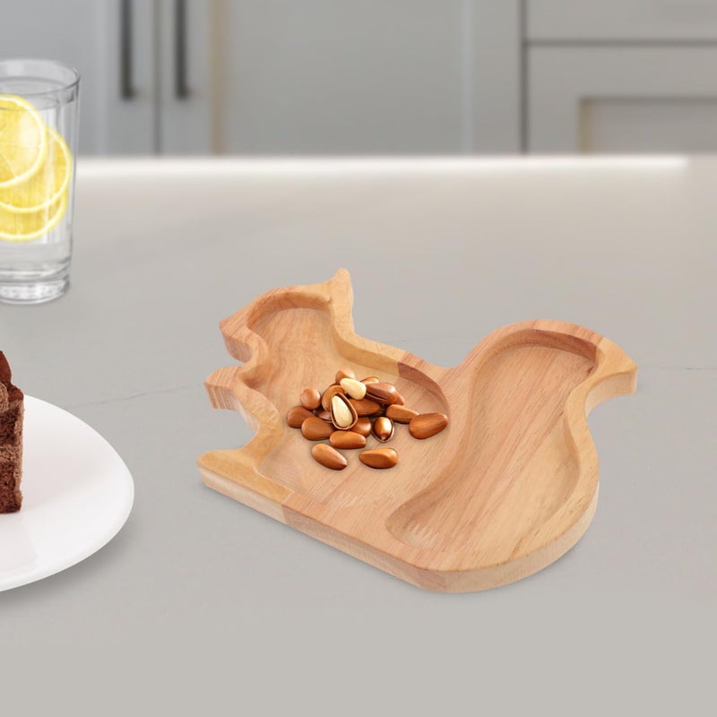 Alipis Squirrel Shape Wood Nut Tray  Khaki 787x570x059 Inch Snack Serving Plate for Kitchen Party Restaurant MultiUse Storage Dish for Nuts Fruits Desserts - Image 5