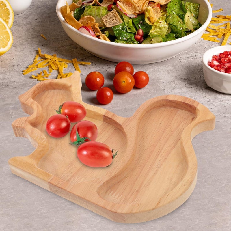 Alipis Squirrel Shape Wood Nut Tray  Khaki 787x570x059 Inch Snack Serving Plate for Kitchen Party Restaurant MultiUse Storage Dish for Nuts Fruits Desserts - Image 2