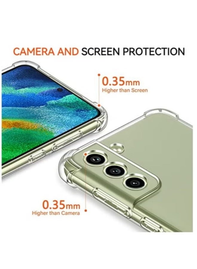 Clear Case for Samsung Galaxy S21 FE 5G with Tempered Glass Screen Protector 3 Pack, Anti-Yellowing Silicone Transparent Shockproof Protective Cover  6.4'' 2022 (S21 FE) | WIDGETS MATRIX - Image 3