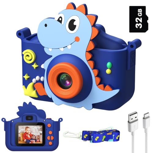 Wembley Kids Camera 48MP 1080P HD Video | Dinosaur Theme Digital Camera for Kids 3–12 Years | 2 Inch Screen with Games & 32GB SD Card | Selfie Photo Video Recording | Birthday Gift for Boys & Girls - Image 1