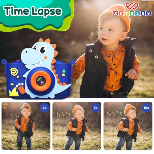 Wembley Kids Camera 48MP 1080P HD Video | Dinosaur Theme Digital Camera for Kids 3–12 Years | 2 Inch Screen with Games & 32GB SD Card | Selfie Photo Video Recording | Birthday Gift for Boys & Girls - Image 5