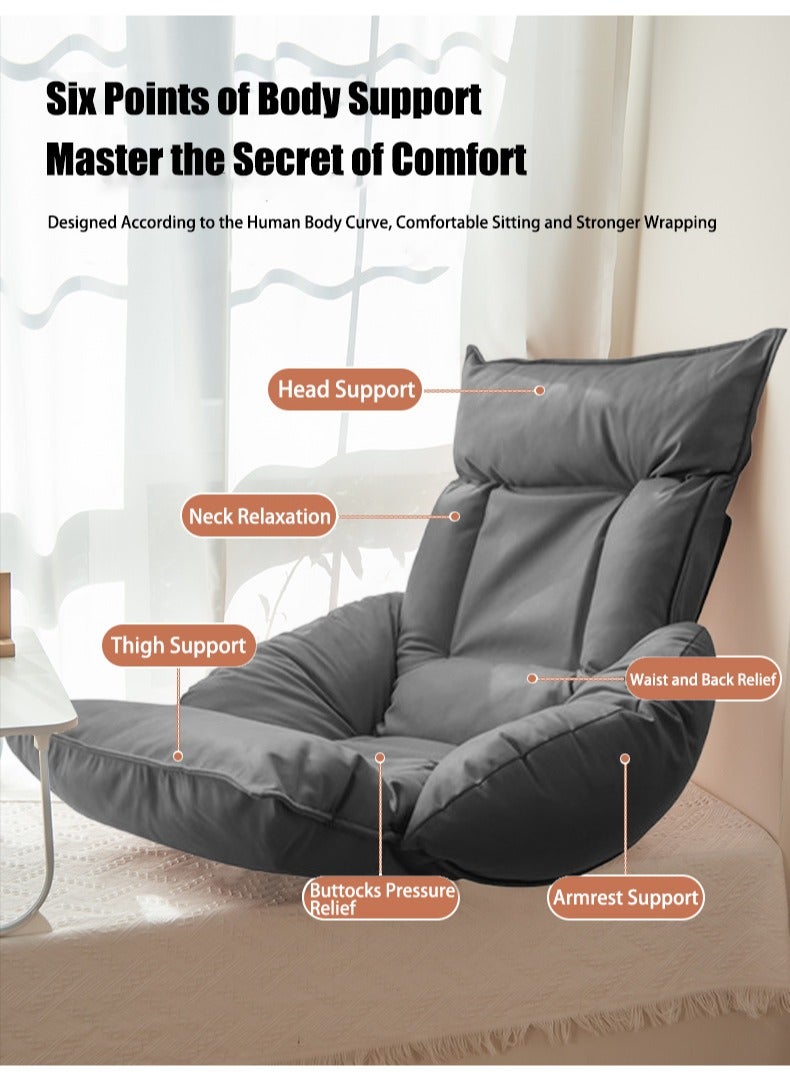 VUCATIN Folding Floor Chair Leisure Single Back Sofa Cushion Multi-angle Adjustable Cushion Sleeper Bed Suitable Removable and Washable Sofa for Balcony Bedroom Tatami 60x75x127 cm  - Image 3