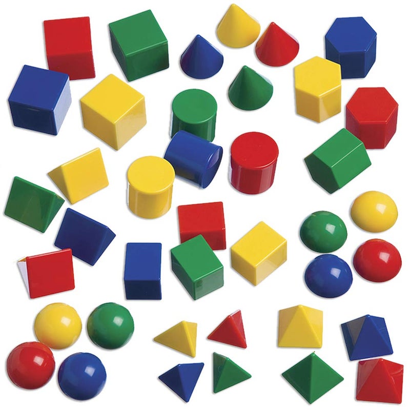Learning Advantage Edx Education Mini Geometric Solids - In Home Learning Toy for Early Math & Geometry - Set of 40 - Multicolored 3D Shapes - Math Manipulative For Kids - Image 1