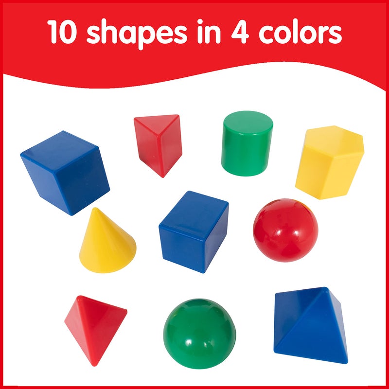 Learning Advantage Edx Education Mini Geometric Solids - In Home Learning Toy for Early Math & Geometry - Set of 40 - Multicolored 3D Shapes - Math Manipulative For Kids - Image 3