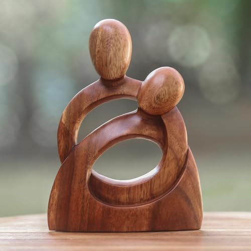 NOVICA Romantic Wood Sculpture, Brown, 8" Tall 'Eternity Of Love' - Image 2