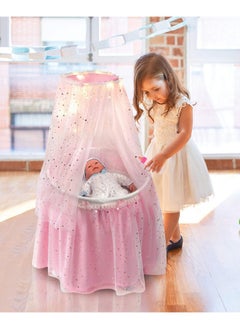 Badger Basket Sweet Dreams Toy Doll Bed With Canopy And Lights For 18 Inch Dollspinkstars  - Image 2