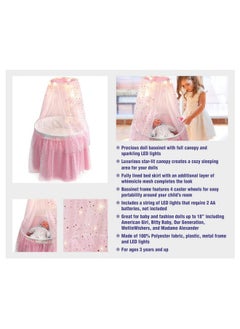 Badger Basket Sweet Dreams Toy Doll Bed With Canopy And Lights For 18 Inch Dollspinkstars  - Image 3