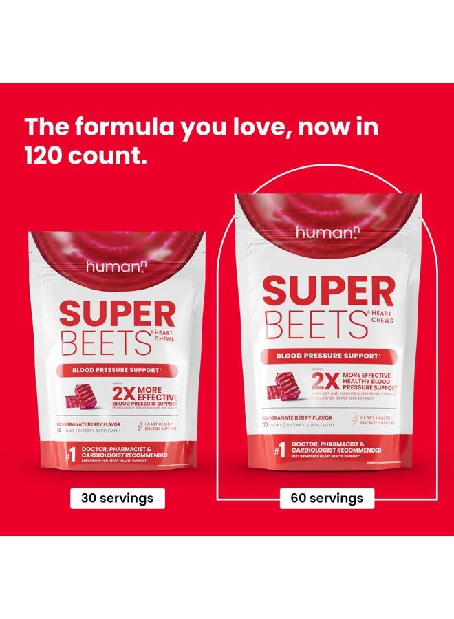 humanN CANEROhumanN SuperBeets Heart Chews - Nitric Oxide Production and Blood Pressure Support - Grape Seed Extract & Non-GMO Beet Energy Chews - Pomegranate Berry Flavor - 120 Count - Image 2