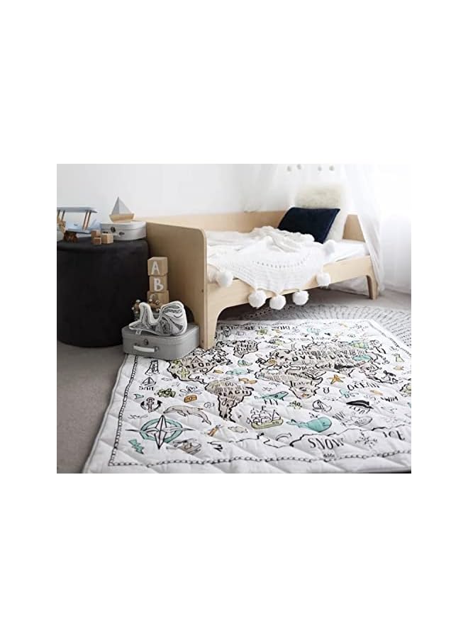 IAF Mat for crawling babies, MULINOO, Organic Cotton 120*120cm, Early Development World Map, Tummy Time or Travel, Nursery Rug, Room Decoration - Image 2