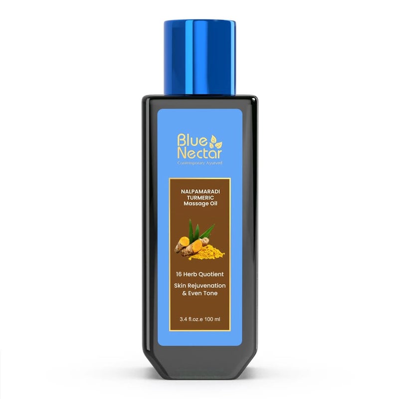 Blue Nectar Nalpamaradi Thailam Skin Brightening Treatment Oil Plant Based Body Oil and Face Oil for Glowing Skin Infused with Turmeric Amla and Manjistha 16herbs 100ml - Image 1