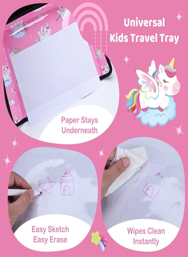 DREAMANIA Airplane Kids Travel Tray for Toddler Car Seat - Toddler Tray for Plane or Train - Travel Essential Must-Haves and Flying Supplies - Pink Unicorn - Image 4
