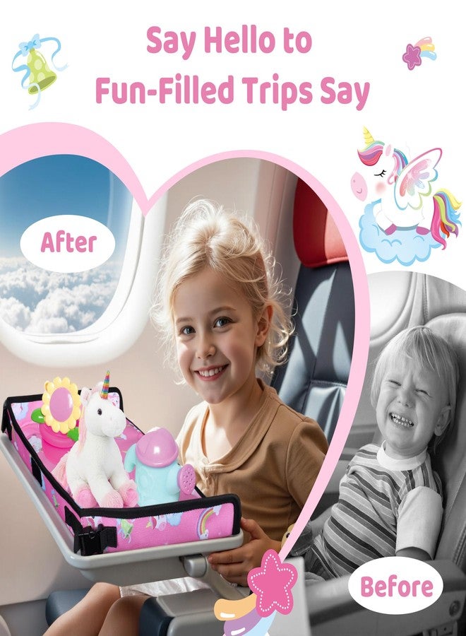 DREAMANIA Airplane Kids Travel Tray for Toddler Car Seat - Toddler Tray for Plane or Train - Travel Essential Must-Haves and Flying Supplies - Pink Unicorn - Image 5