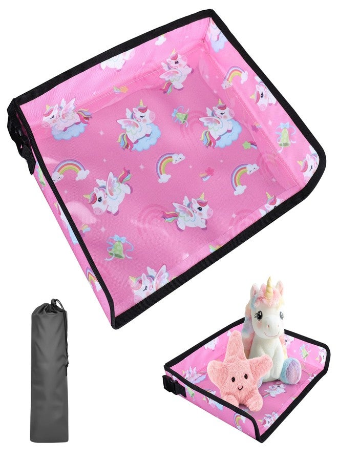 DREAMANIA Airplane Kids Travel Tray for Toddler Car Seat - Toddler Tray for Plane or Train - Travel Essential Must-Haves and Flying Supplies - Pink Unicorn - Image 1