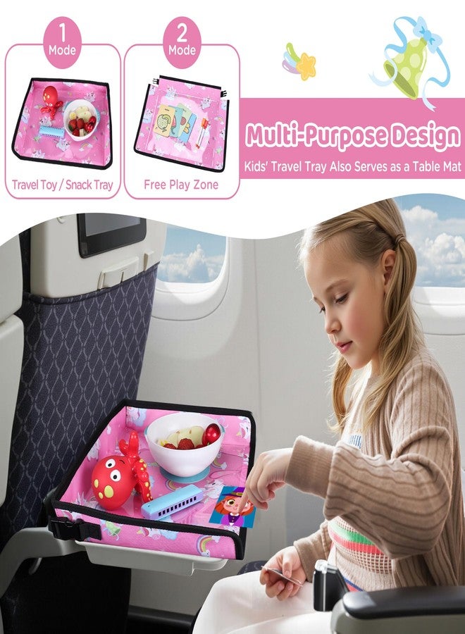 DREAMANIA Airplane Kids Travel Tray for Toddler Car Seat - Toddler Tray for Plane or Train - Travel Essential Must-Haves and Flying Supplies - Pink Unicorn - Image 2