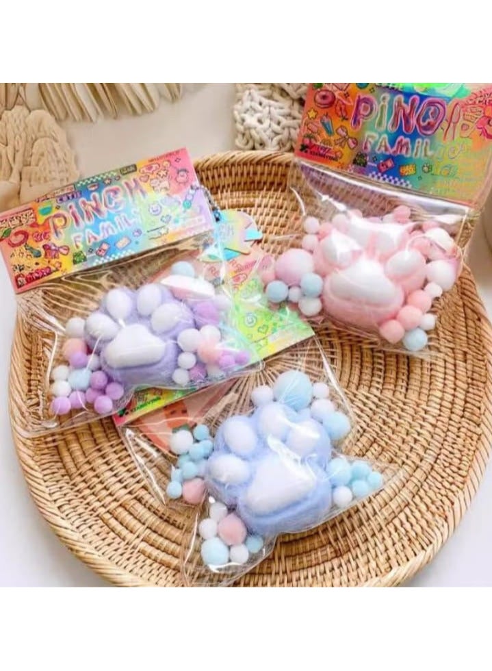 3 Pcs Taba Squishy Cat Paw Squeeze Toys, Kawaii Squishies PVC Sensory Toys, Stress Relieving Fur Ball OPP Packaging Gifts, Fidget Toys Squishy Novelty Things Suitable for Kids Teenage