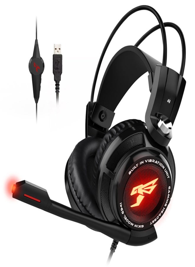 SOMIC G941 USB 7.1 Channel Gaming Headset with 4D Vibration Sound Effect 40mm Driver Unit Wired Controller LED Light Black - Image 1