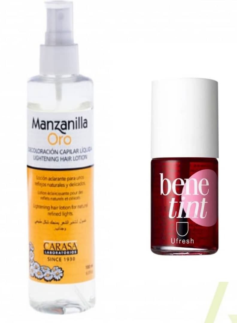 Manzanilla Oro Lightening Hair Lotion With You Fresh Beene Lip Gloss 180 ml, Lip Gloss 12.5ml 