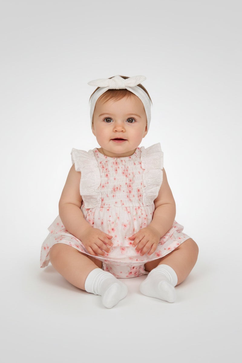 Nanette lepore Toddlers Girl 3 Piece Floral Print Dress Underwear And Headband, Multicolor - Image 1