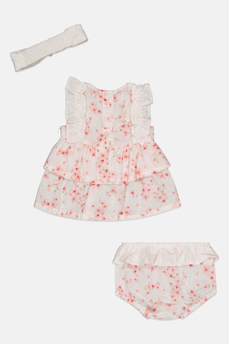 Nanette lepore Toddlers Girl 3 Piece Floral Print Dress Underwear And Headband, Multicolor - Image 3