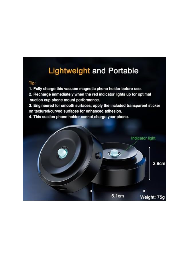 S-TOP Electric Vacuum Magnetic Phone Mount – Hands-Free Holder for Shower/Car/Gym | Compatible (iPhone/Android) - Image 3