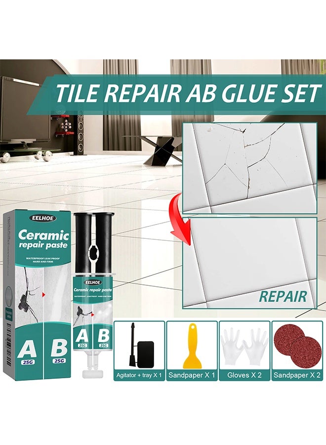 EELHOE Ceramic Repair Paste, Ceramic Tile Chip Repair Filler, Deep Chip Filler, Porcelain Crack Repair Kit, Epoxy Repair Filler Gap Filler, Tile Putty,bathroom Floor Tiles, Counter Tops, Wall Touch Up Pen - Image 2