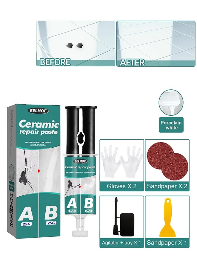 EELHOE Ceramic Repair Paste, Ceramic Tile Chip Repair Filler, Deep Chip Filler, Porcelain Crack Repair Kit, Epoxy Repair Filler Gap Filler, Tile Putty,bathroom Floor Tiles, Counter Tops, Wall Touch Up Pen - Image 1