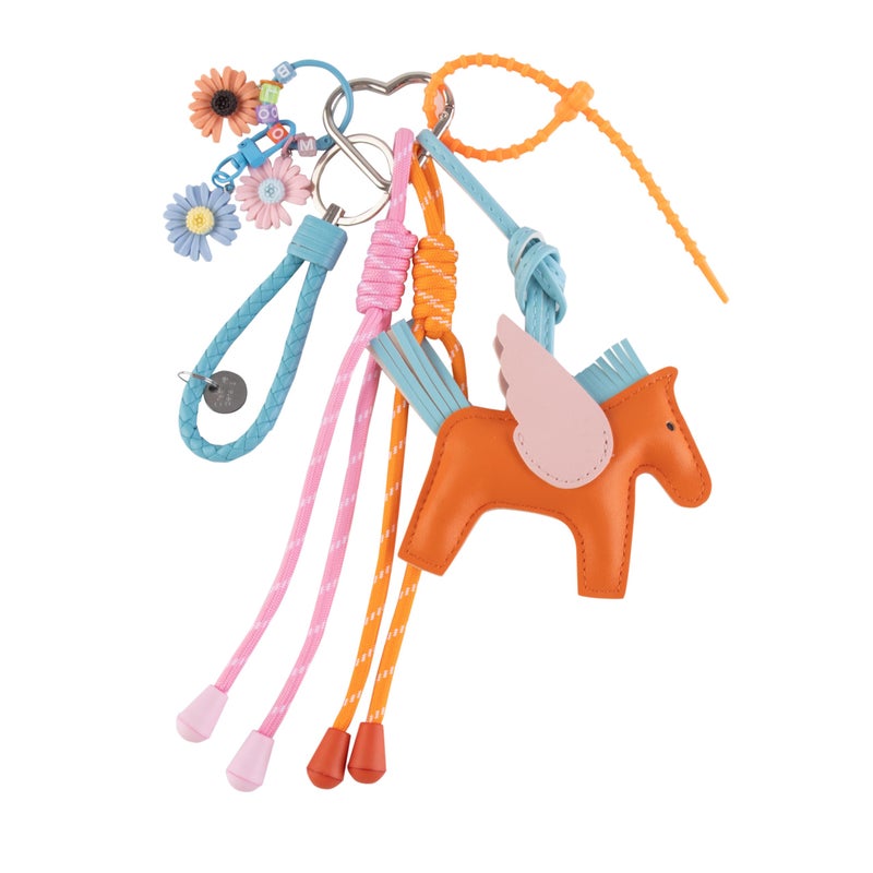 Georgie Porgy Bag Charms Keychains Clothing Accessories for Women Handbags Purse Backpack Sports Bag Pendant Gift for Girls (Horse Flowers Bloom) - Image 1