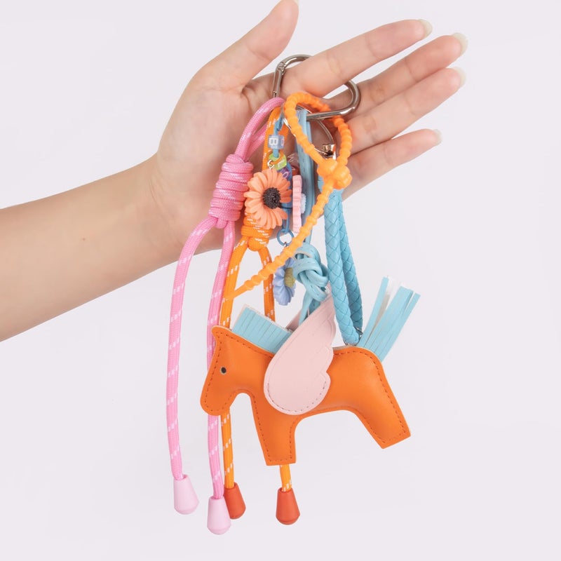 Georgie Porgy Bag Charms Keychains Clothing Accessories for Women Handbags Purse Backpack Sports Bag Pendant Gift for Girls (Horse Flowers Bloom) - Image 3