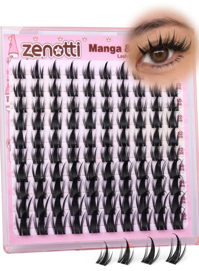 zenotti Manga Lash Clusters Natural Fairy Eyelash Clusters Anime Wispy Cluster Eyelash Extensions Spiky Individual Lashes Invisible Band Wet Look Doll Lashes Extensions 10-16MM by zenotti - Image 1