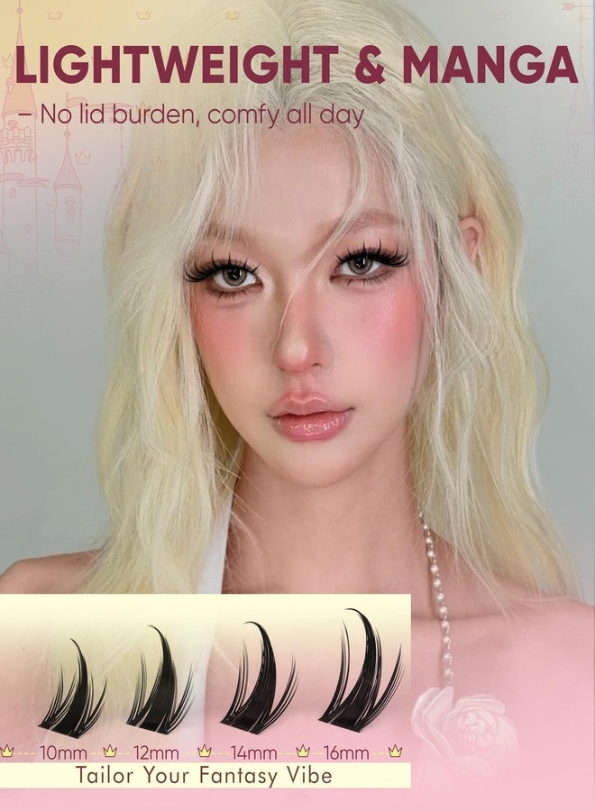 zenotti Manga Lash Clusters Natural Fairy Eyelash Clusters Anime Wispy Cluster Eyelash Extensions Spiky Individual Lashes Invisible Band Wet Look Doll Lashes Extensions 10-16MM by zenotti - Image 5