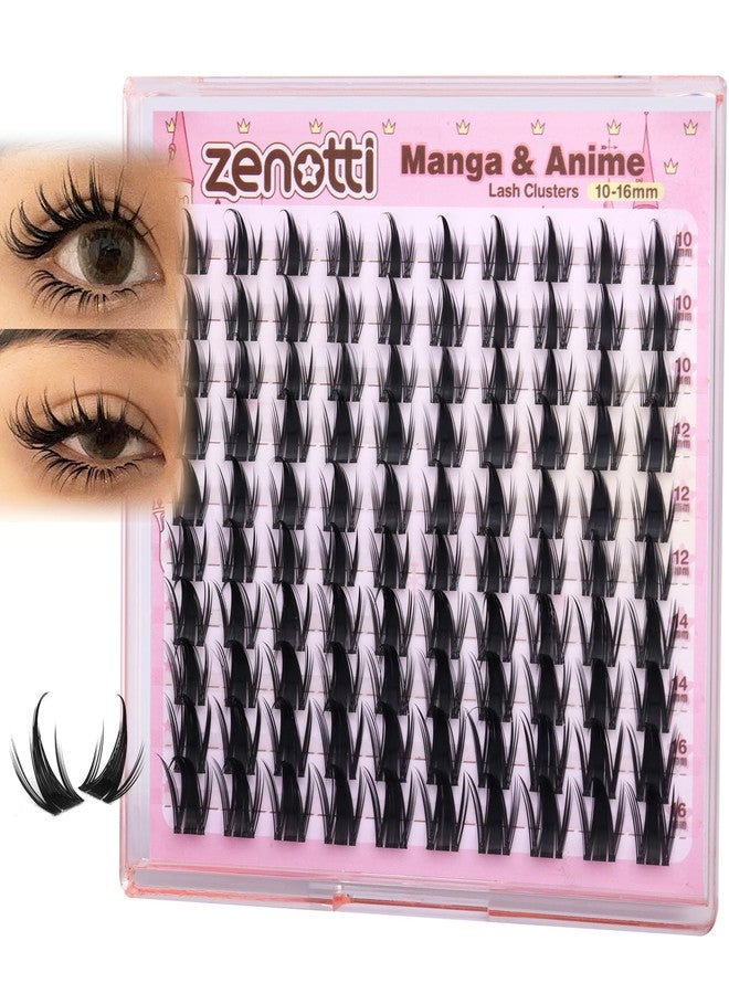 zenotti Manga Lash Clusters Natural Fairy Eyelash Clusters Anime Wispy Cluster Eyelash Extensions Spiky Individual Lashes Invisible Band Wet Look Doll Lashes Extensions 10-16MM by zenotti - Image 2