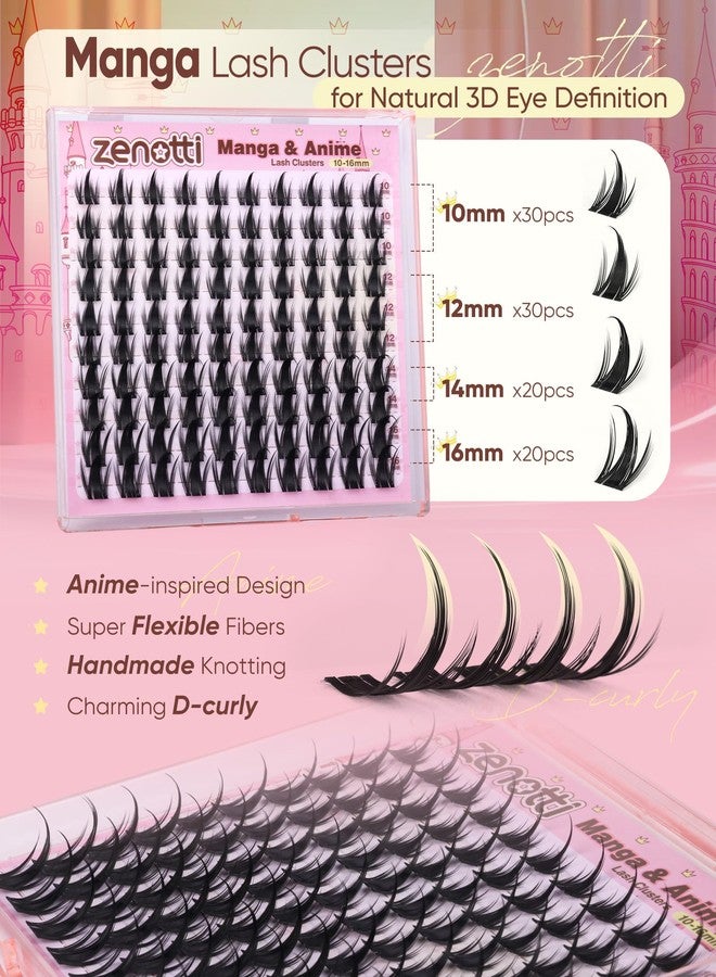 zenotti Manga Lash Clusters Natural Fairy Eyelash Clusters Anime Wispy Cluster Eyelash Extensions Spiky Individual Lashes Invisible Band Wet Look Doll Lashes Extensions 10-16MM by zenotti - Image 4