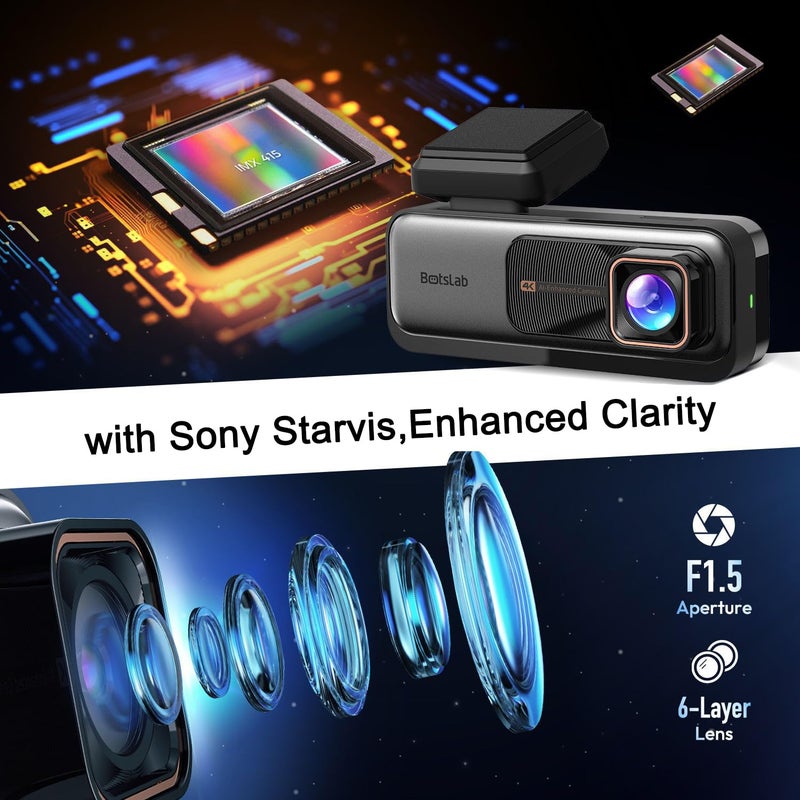 BOTSLAB 4k Dash Cam Front and Rear, 24/7 Parking Monitor with Hardwired Kit, 170Â° Ultra Wide Dashcam, ADAS, IMX415 Sensor, Night Vision, WDR, Loop Recording, 5G/2.4G WiFi & GPS, Free 64GB Card - Image 3