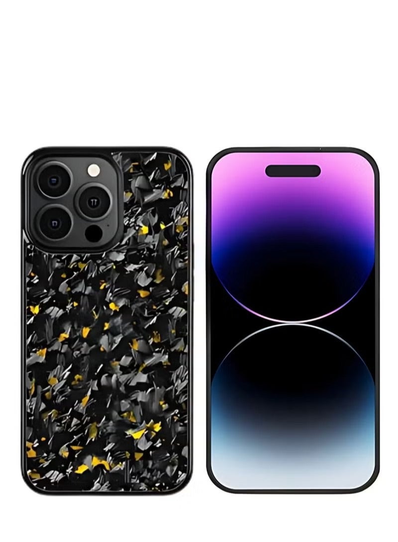 2025 Magnetic 100% Real Carbon Fiber Slim Dry Hard Pc Phone Cover Carbon Fiber Phone Case Iphone 16 Pro Max (Gold) - Image 2