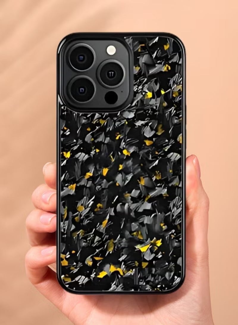 2025 Magnetic 100% Real Carbon Fiber Slim Dry Hard Pc Phone Cover Carbon Fiber Phone Case Iphone 16 Pro Max (Gold) - Image 3