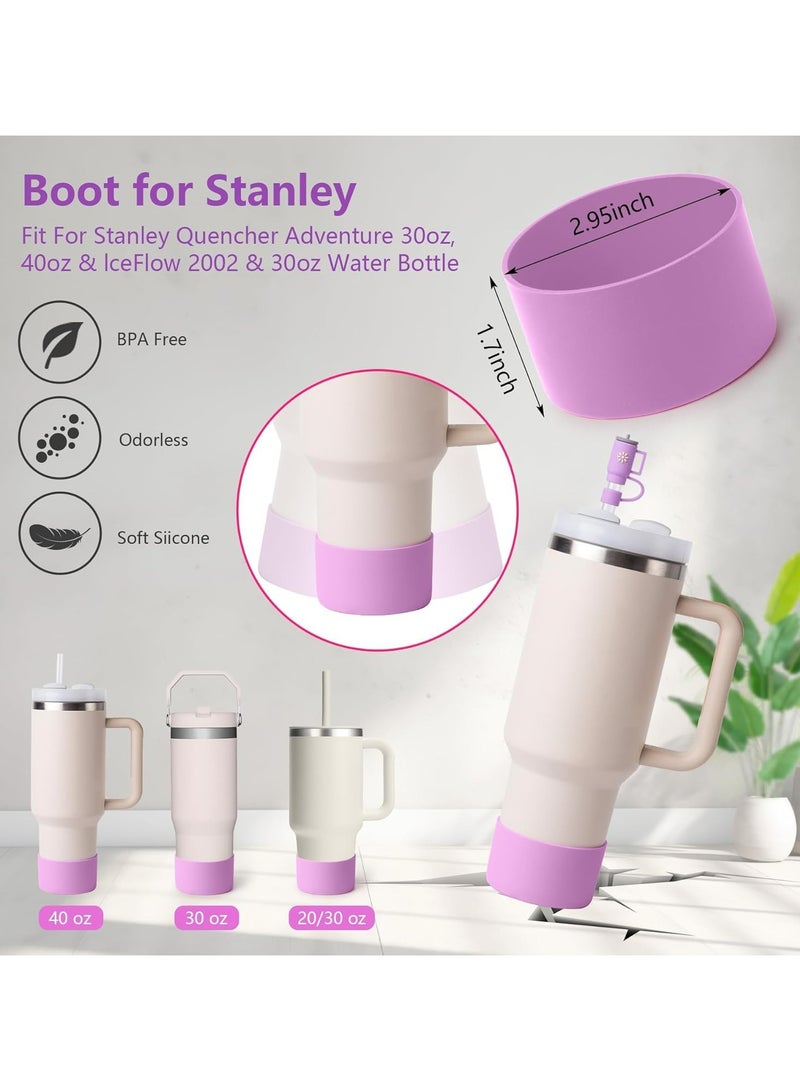 Dominy 7pcs Cup Accessories Set for Stanley,Water Bottle Handle Strap,Silicone Cup Boot,Lipstick Holder,Keychain Charms&Handle Charms,Straw Topper Accessories for Stanley Cup 40oz&30oz Tumbler (Purple) - Image 4