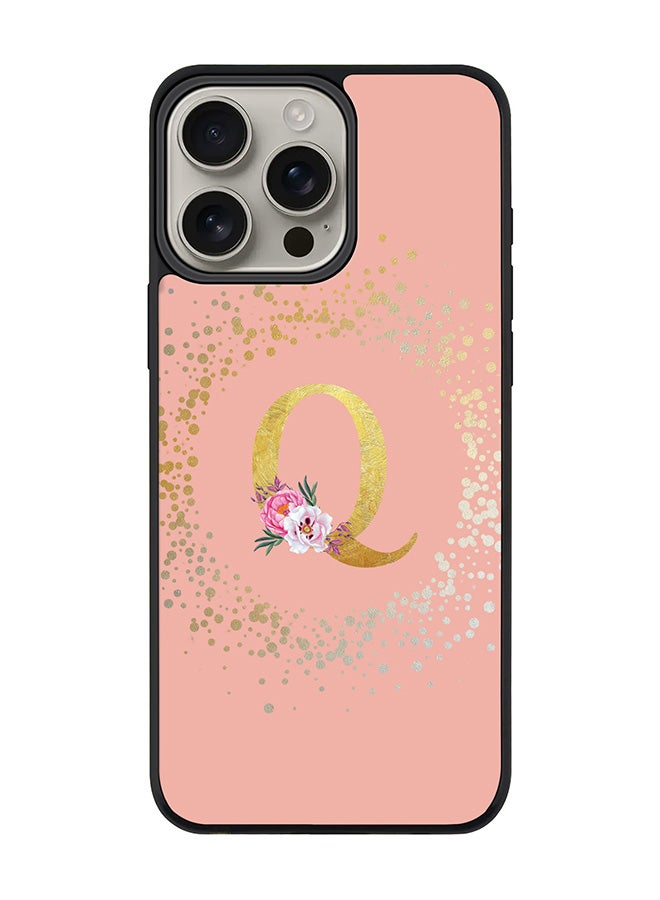 Stylizedd For iPhone 16 Pro Max Case [Compatible with MagSafe] Slim Magnetic cover Phone Case iPhone 16 Pro Max -Custom Monogram Floral - Q (Rose Pink ) - Image 1