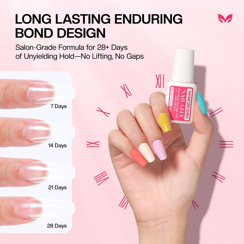 Morovan Super Strong Nail Glue: Glue for Press Ons & Acrylic & Fake Nails Tips Brush on Long-Lasting Fast-Drying No U V Light Needed for Beginners DIY Home or Salon Manicure - Image 4