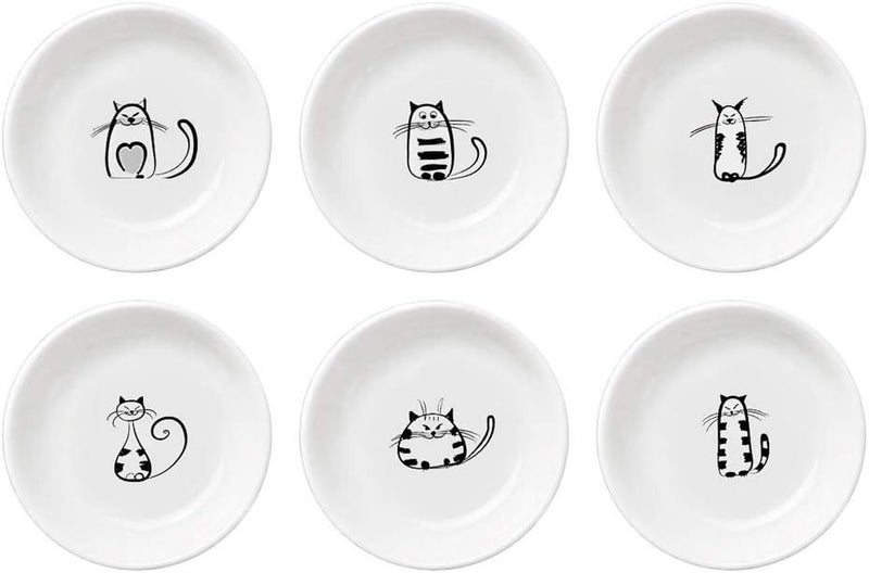 FUYU 6pcs Cute Cat Ceramic Sauce Plate, Snack Plate, Side Dish, 4 inches - Image 1