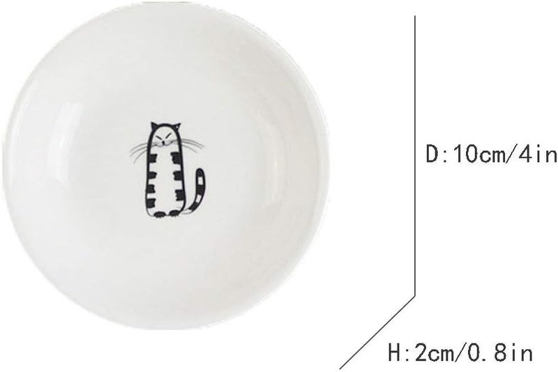 FUYU 6pcs Cute Cat Ceramic Sauce Plate, Snack Plate, Side Dish, 4 inches - Image 2