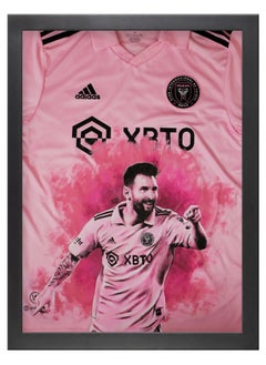 Lionel Messi Inter Miami Jersey Art Poster with Frame 50x40cm