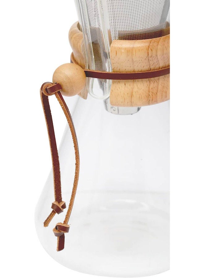 Trust 2-Piece Glass Coffee Server With Stainless Steel Filter With Wooden Handle 600 Milliliter Silver/Brown/Clear  - Image 4