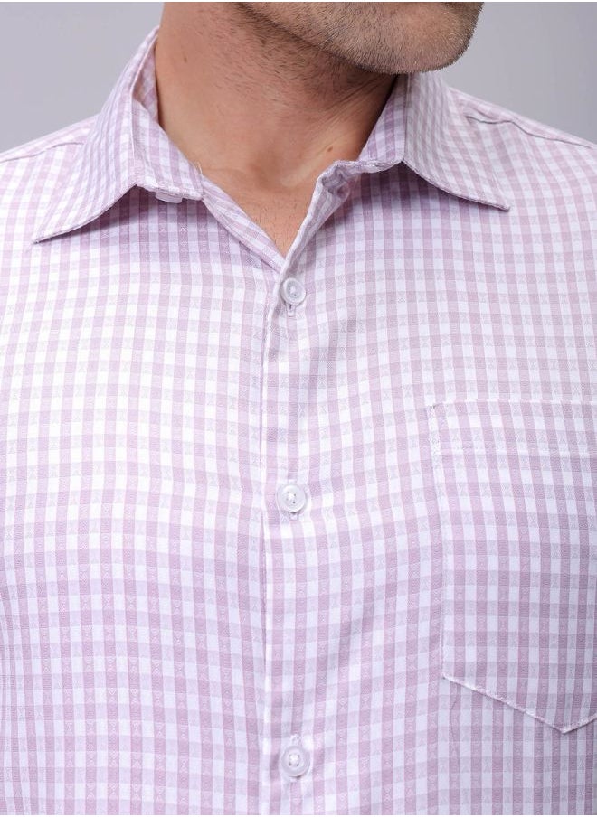 The Indian Garage Co Men Slim Fit Checkered Full Sleeves Cutaway Collar Formal Shirt  - Image 5