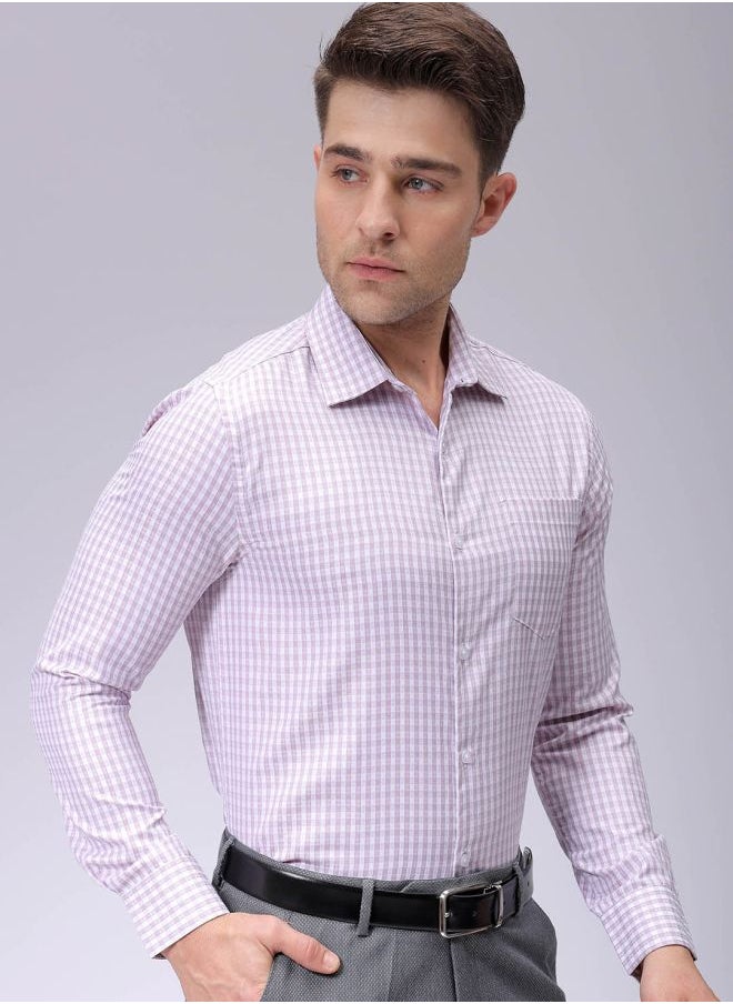 The Indian Garage Co Men Slim Fit Checkered Full Sleeves Cutaway Collar Formal Shirt  - Image 4