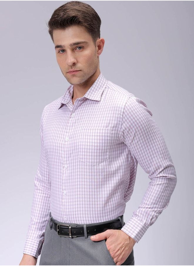 The Indian Garage Co Men Slim Fit Checkered Full Sleeves Cutaway Collar Formal Shirt  - Image 3
